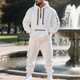 Herren nan utilitaristisches Kapuzenpullover und Cargo-Jogginghose Set Drune – Weiß