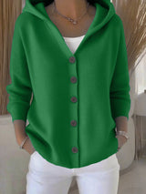 Damen nan Kapuzen-Cardigan mit Knopfleiste und lässiger Oversize-Passform Drune – Grasgrün