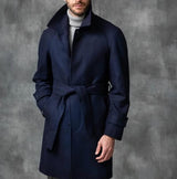 Herren eleganter Doppelreiher-Wollmantel Aliams – Dunkelblau
