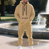 Herren nan utilitaristisches Kapuzenpullover und Cargo-Jogginghose Set Drune – Kamel