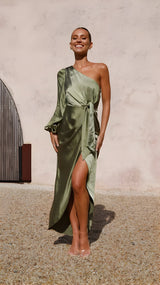 Beric | Satin-Maxi-Kleid – Grün
