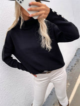 Lässiger Rollkragenpullover für Damen | Mit Knopfmanschetten – Marineblau