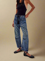 Rhea | Boho-inspirierte Patchwork-Hose für einen lässigen Look – Blau Schwarz
