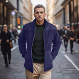 Herren modische Übergangsjacke mit Teddyfell-Futter und praktischen Taschen Aliams – Dunkelblau