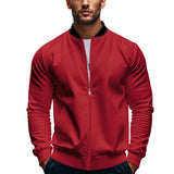 Herren nan schmale Zip-Bomberjacke aus weichem Sweat mit Stehkragen und seitlichen Eingrifftaschen Drune – Rot