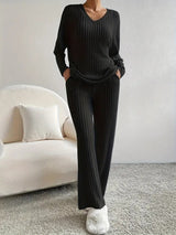 Maor - Gemütliches Zweiteiliges Loungewear Set – Schwarz