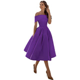 Dearbhla  | Fashion Casual Trägerloses Satin Partykleid – Lila