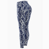 Damen nan hoch taillierte Sportleggings mit formender Kompression und strukturierter Schlangenprägung Drune – Blau