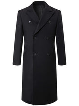 Herren eleganter Doppeltknopf-Trenchcoat Aliams – Schwarz