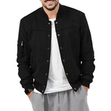 Herren stylische Wildlederjacke mit praktischen Reißverschlusstaschen Aliams – Schwarz