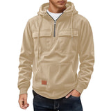Herren Fleece-Hoodie mit praktischen Taschen Aliams – Khaki