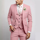 Slim Fit 3-Teiliger Hochzeitsgast Anzug für Herren | Formell – Rosa 1