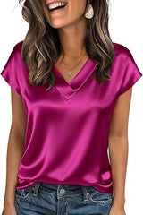 Damen Satinbluse Drune – Magenta