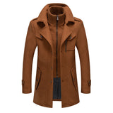 Herren eleganter Wollmantel mit abnehmbarer Kapuze Aliams – Camel