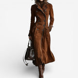 Ingeborg – Wildleder Trenchcoat – Braun