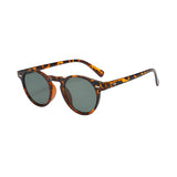 Runde Sonnenbrille mit halbtransparenter Fassung für Herren | Ideal für den täglichen Gebrauch im Freien – Leopard
