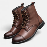 Stilvolle Herrenstiefel aus hochwertigem Kunstleder – Dunkelbraun