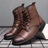 Herren Stiefel | Schnürfront mit durchgehender Schafthöhe – Kastanienbraun