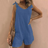 Addison – Jumpsuit Mit Schleifen-Trägern Und Taschen – Blau
