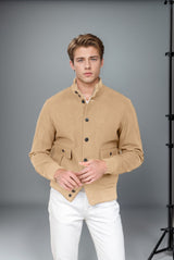 Herren elegante Utilityjacke mit praktischen Taschen und modischem Schnitt Aliams – Khaki