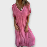 Tirelle – Luftiges Kleid mit V-Ausschnitt – Rosa