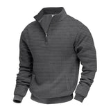 Herren nan wärmendes Waffel-Halbzip-Sweat mit Kastenquadratstruktur und Kängurutasche Drune – Dunkelgrau