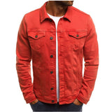 Herren Jeansjacke im klassischen Denim-Stil mit erweiterbarem Kragen Aliams – Rot