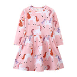 Mädchen Langarmkleid mit fröhlichem Einhorn-Design Drune – Beige