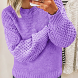 Kuscheliger Strickpullover für Damen | Langärmlig – Lila