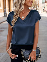 Damen Satinbluse Drune – Dunkelblau