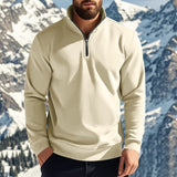 Herren nan halbhoher Reißverschluss-Sweatpullover mit Stehkragen weichem Fleecefutter und elastischen Bündchen Drune – Apricot