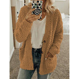 Teddy Damen Fleecejacke Mit Kapuze | Flauschiger Wintermantel – Braun