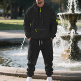 Herren nan utilitaristisches Kapuzenpullover und Cargo-Jogginghose Set Drune – Schwarz