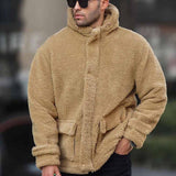 Herren kuschelige Teddyfelljacke Aliams – Khaki
