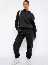 Stefanie | Oversized Hoodie- und Jogger-Set für Damen – Schwarz