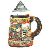 Unisex nan traditioneller keramischer Bierkrug mit Zinndeckel und handbemaltem Reliefmotiv Drune – Erwachsen