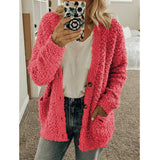 Teddy Damen Fleecejacke Mit Kapuze | Flauschiger Wintermantel – Rosa