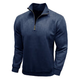 Herren pflegeleichter Fleece-Pullover mit Stehkragen Aliams – Königsblau
