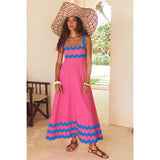 Maxikleid für Frauen mit Boho-Schrägstrich-Stil - Lumeyna – Rosa Faltenblau