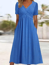 Maryjane | Damen Midikleid | V-Ausschnitt – Blau