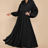 Damen Fließendes Button-Up Maxi-Kleid Drune – Schwarz