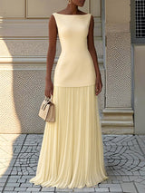 Serena - Faltenmaxikleid – HELLGELB