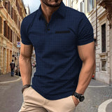 Herren modisches Kurzarm-Polohemd mit strukturiertem Design Aliams – Dunkelblau