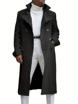 Herren eleganter Langmantel mit doppelter Knopfleiste und modernem Schnitt Aliams – Schwarz