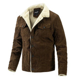 Herren warme Cordjacke mit Teddyfell Aliams – Kaffee