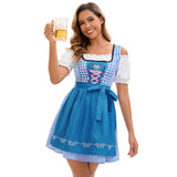 Damen nan traditionelles bayerisches Dirndlkleid mit dekorativer Schnürung und abnehmbarer Schürze Drune – Blau