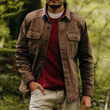 Herren modische Utility-Überjacke Aliams – Dunkelbraun