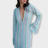 Elina – Maxikleid mit V-Ausschnitt und Urlaubs-Feeling – Hellblau
