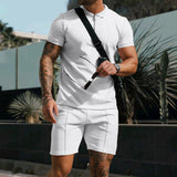 Kilian Polo mit Reißverschluss und Shorts Set – Weiß