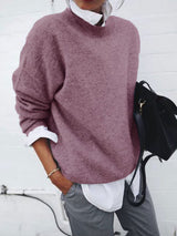 Damen nan gemütlicher Oversize-Strickpullover mit Stehkragen Drune – Rot